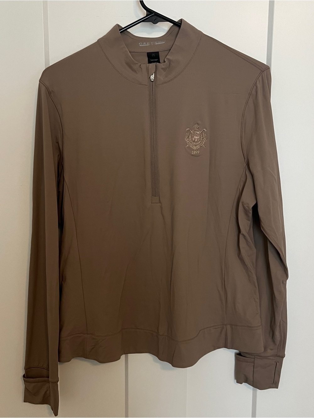 Greyson Detroit Golf Club Quarter-Zip Long Sleeve Pullover - Taupe size large